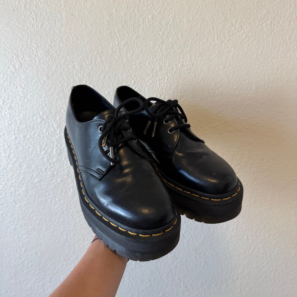 Dr. Martens Audrick 3-Eye Black Leather Platform Shoes Women’s 8